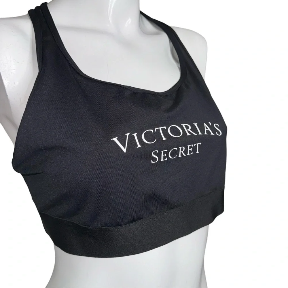 4/$40 Victoria’s Secret Sport Razor Sheer Back Medium Support‎ Black Sports Bra